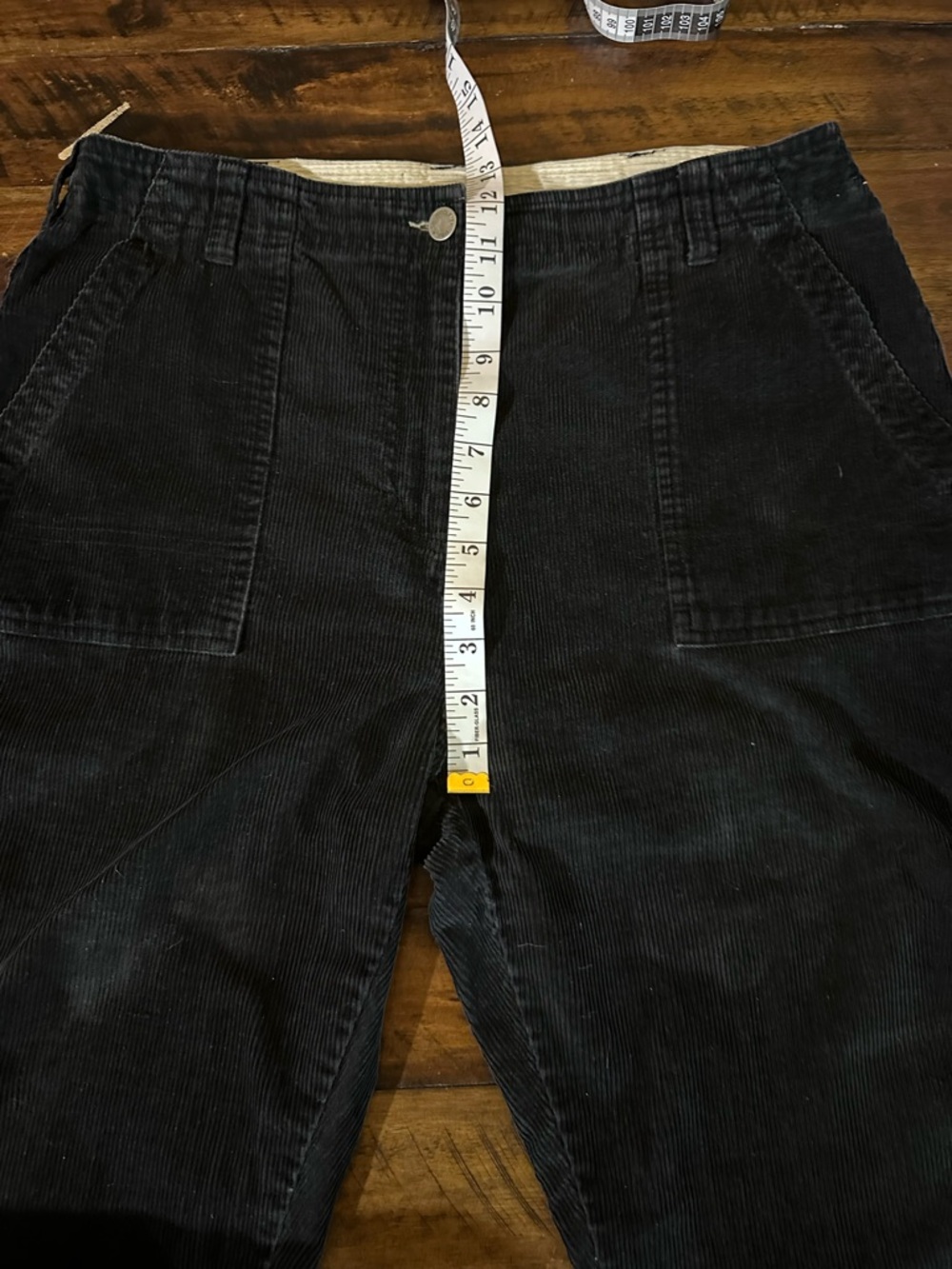 Woolrich Corduroy Pants Womens 12 Black Straight Crop High Rise Stretch Casual - Picture 7 of 8